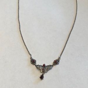 Silver and garnet necklace